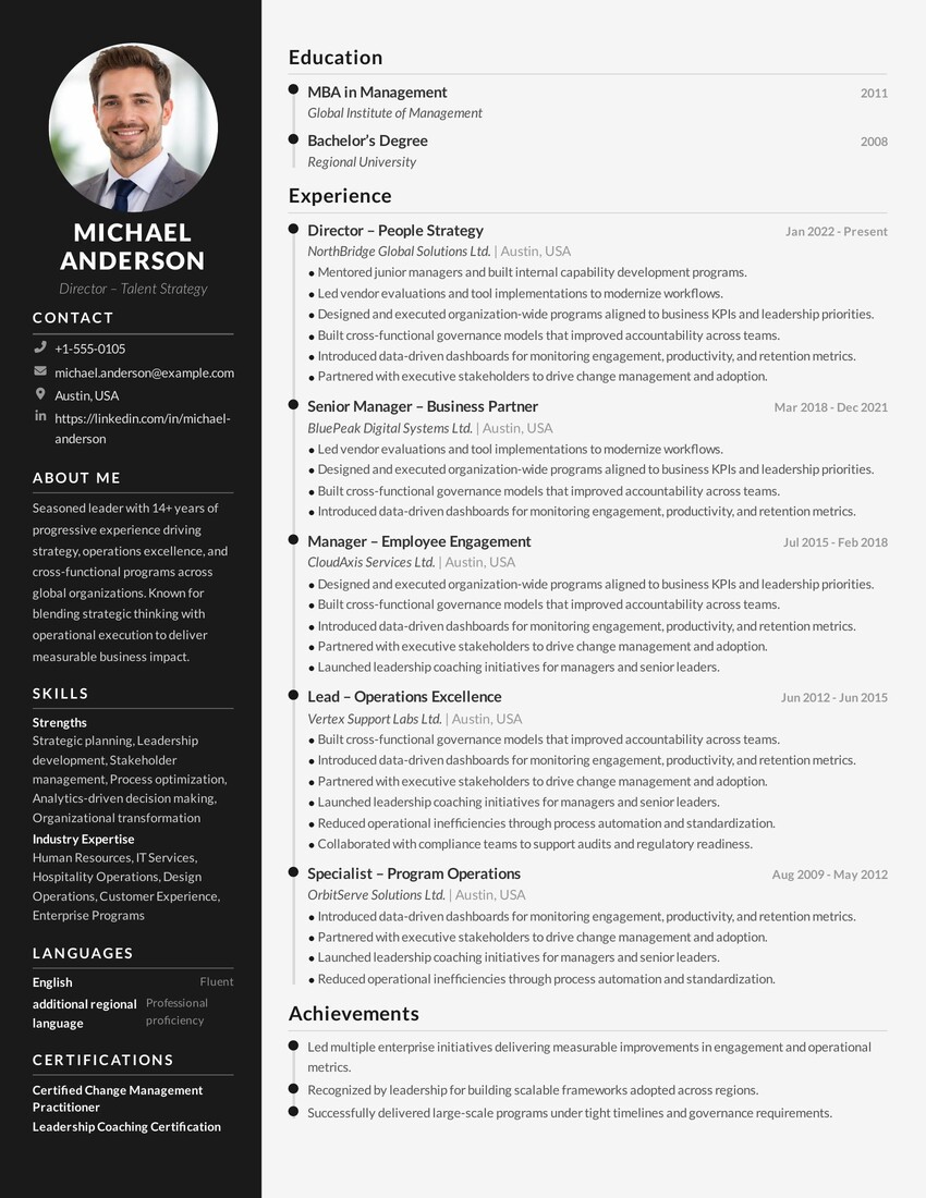 Michael Anderson Resume Template